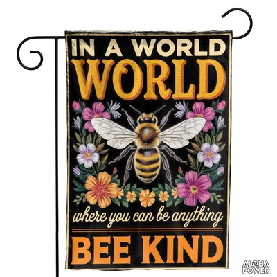 Bee Hippie Peace Sign Garden Flag, Be Kind Hippie Flag Decor, Hippie Style Flag