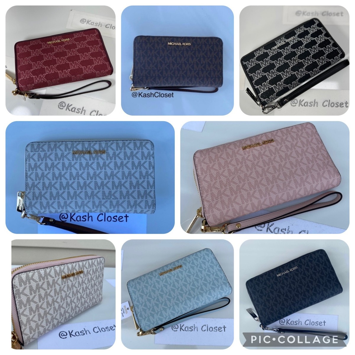 Michael Kors Jet Set Travel LG Flat MF Phone Case Wristlet