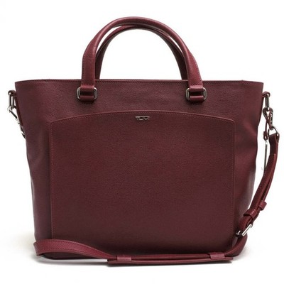 TUMI Sinclair Camila Tote 79393CRN Cranberry Leather 2Way Bag Laptop Used