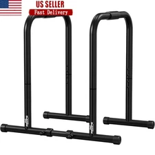 Heavy Duty Dip Station Adjustable Steel Dip Bars Fitness Workout Push Up Stand