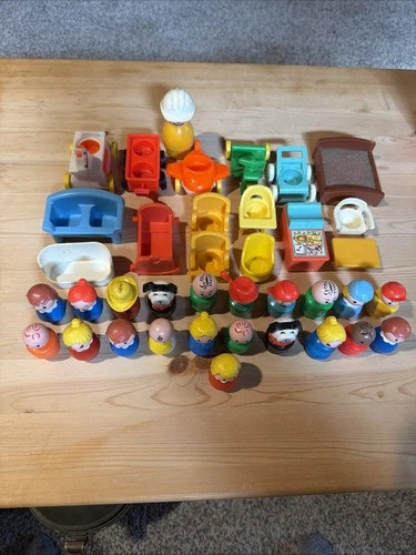 Vintage Fisher Price Little People Lot - Figures Vehicles Furniture 38 Pieces