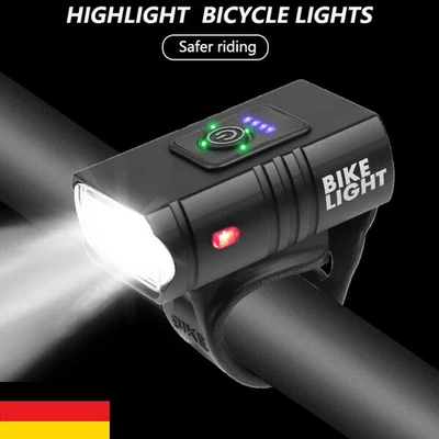 MARKENLOS LED USB Fahrrad Licht Set Beleuchtung SET 1000LUX Scheinwerfer Rücklicht Lampe
