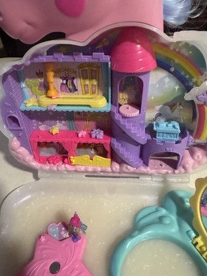 Polly Pocket Mini Toys, Rainbow Unicorn Salon Head & Playset with 1 Micro Doll