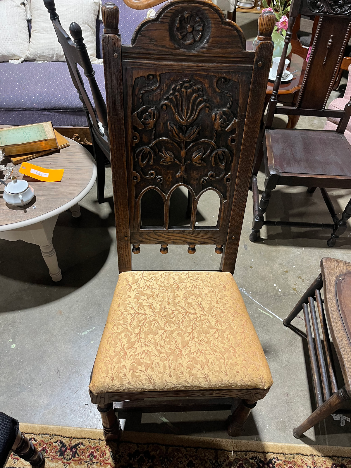 Hand-carved wood antique dining chair