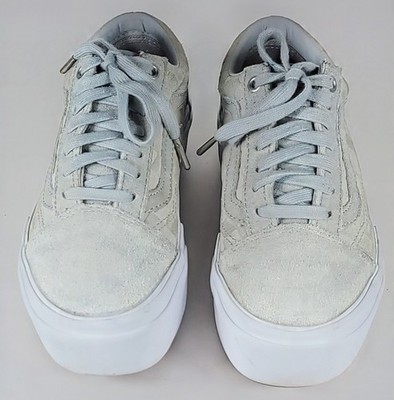Vans Knu Skool Stack Women s Gray Platform Chunky Checkered Sneakers Sz 6.5