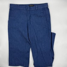 Banana Republic Women Logan Straight Fit 2 Blue Cotton Blend Straight Leg Pants