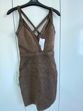 BNWT GUESS DESIGNER ROSE GOLD BLACK STRAPPY SEXY GLITTER PARTY DRESS SIZE 12
