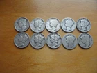 Mercury Silver Dimes 1916W, 1930'S, 1940'S & 1 early year  Lot of 10