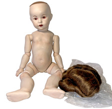 Porcelain French Bebe Artist Doll 16" SFBJ 247 Paris 8 Painted Head Eyes & Wig