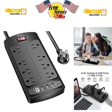 6 Ft Power Strip with 8 Outlets and 4 USB - 2700 Joules Surge Protection
