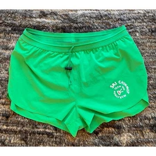District Vision Mula Green Running Shorts large 3” split seam Sri Chinmoy 