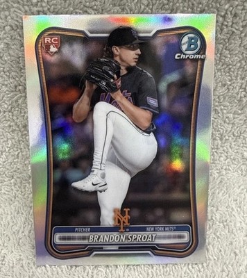 Brandon Sproat 2026 Bowman Chrome RC Red Rookie Badge Refractor #33 Mets