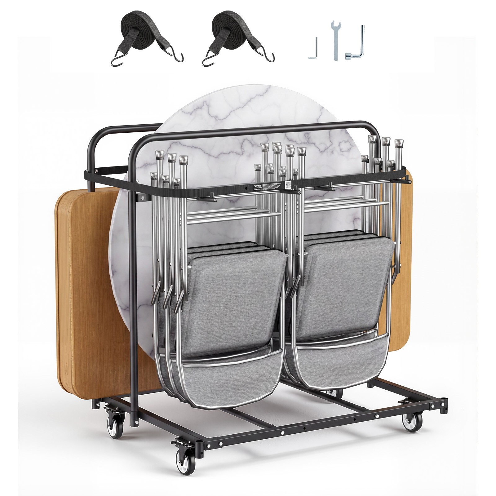 VEVOR Folding Table and Chair Rack Cart 400lbs Capacity for 14 Chairs & 5 Tables