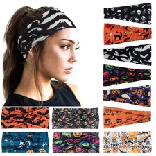Halloween Pumpkin Skeleton Spooky Bat Skull Headbands Soft Elastic Hair Bands
