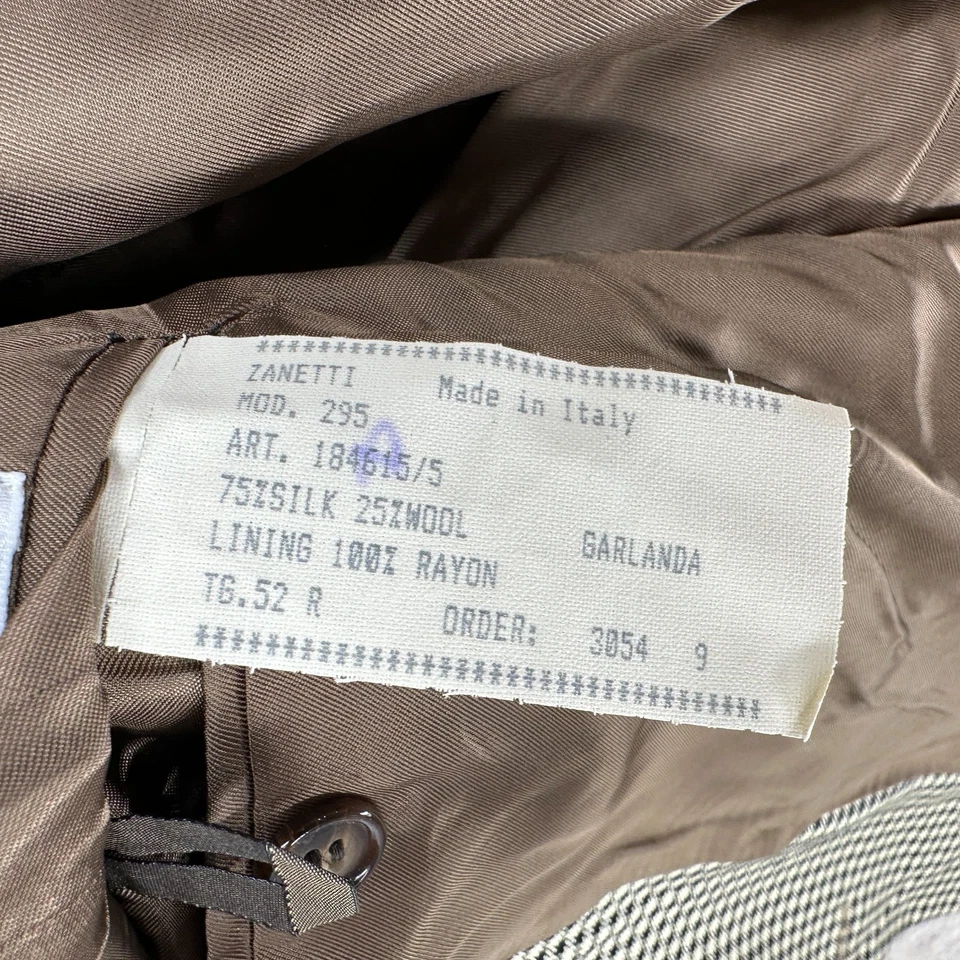 Двубортный мужской блейзер Zanetti 52R из шелковой шерсти Garlanda Houndstooth в клетку - Изображение 4 из 4