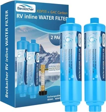 2-pack RV Water Filter with Flexible Hose Protector, KDF&GAC Reduces Bad... 