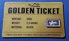 A Wonka Golden Ticket Collectible 2.5 Gram .999 Fine Silver Bar
