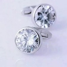 4CT Round Cut Lab Created Diamond Men's Vintage Cufflinks 14K White Gold Plated