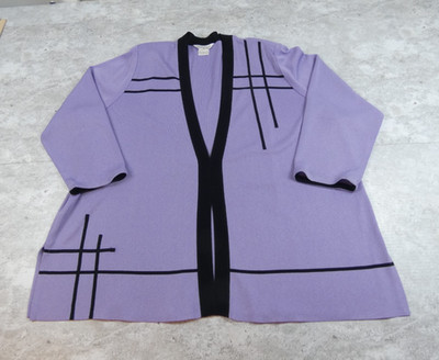 Exclusively Misook Cardigan Womens 3XL Purple Black Accents  3/4 Sleeve Spring