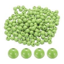 300pcs 12mm Light Green Round Wood Beads 3.3mm Large Hole for Jewelry Making