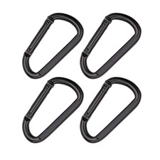 3 Inch Black Carabiner Heavy Duty Spring Snap Hook D Shape Steel Clip Link Bu...