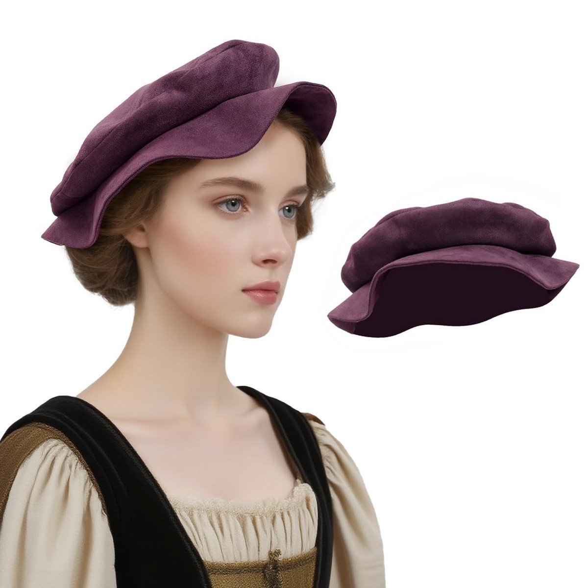 Renaissance Tudor Flat Beret Hats for Women French Beret Hats