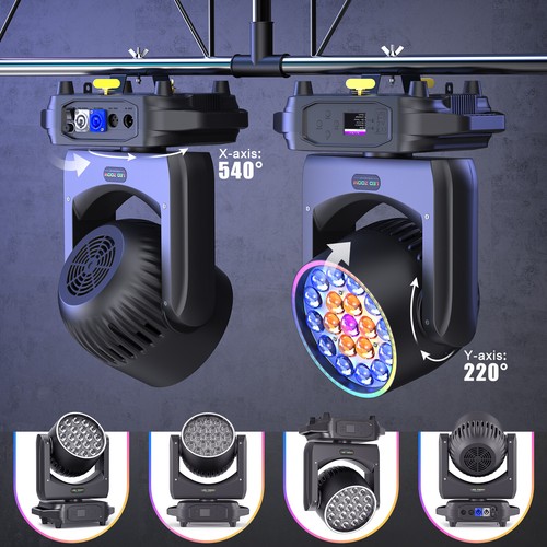 19x20W Moving Head Lights RGBW 4-in-1 LED Stage Light with Zoom Beam Wash Effect - Picture 6 of 12