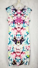 Bisou Bisou Bodycon Dress Bright Multicolor Diecast Cutout Sleeveless Women's 2