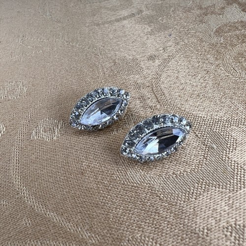 Silver Rhinestone Earrings Post Back Event Party Formal Cocktail Pageant - 第 7/7 張圖片