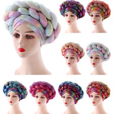 African Women Turban Hat Braid Auto Gele Headtie Head Wrap Bonnet Cap Hijab Wear