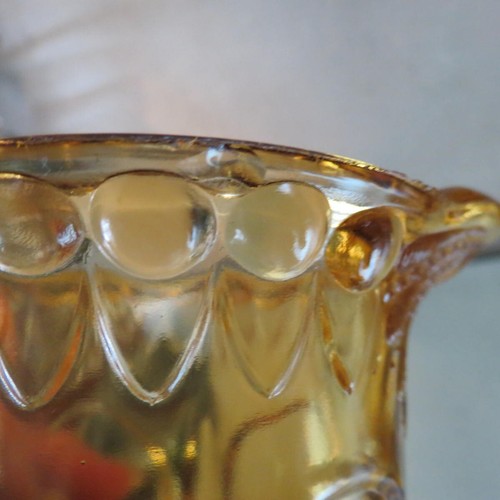 Adams Glass Antique EAPG Buttressed Loop Creamer and Covered Sugar Amber - Picture 24 of 24