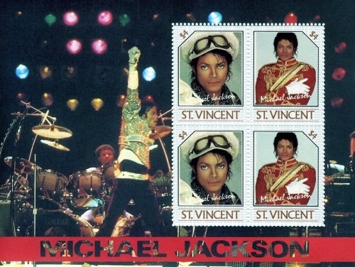 St. Vincent 1985 - Michael Jackson Music - Sheet of 4 Stamps