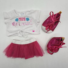 Build A Bear Mini Mermaid Top Pink Tulle Tutu Skirt Glitter Shoes Teddy Set READ