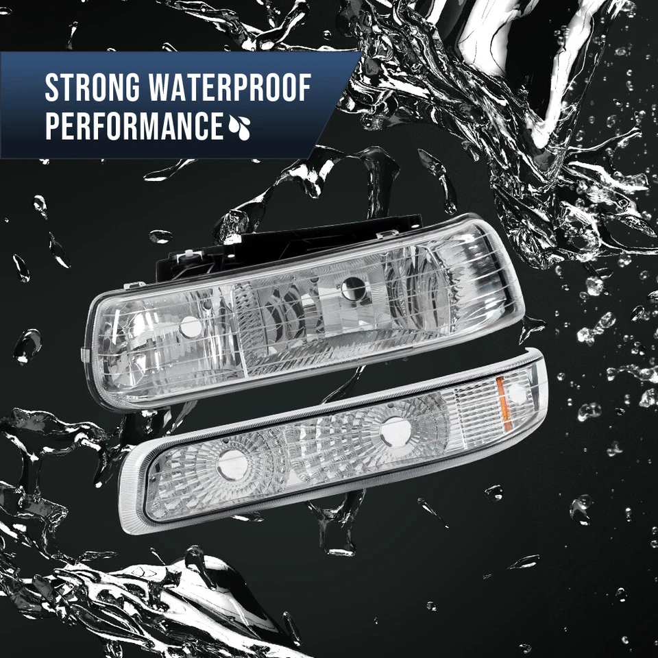 CHROME HEADLIGHT AMBER CORNER FIT FOR 99-02 CHEVY SILVERADO PICKUP TAHOE SPORT - Image 4 of 4