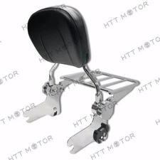 Adjustable Detachable Backrest Sissy Bar w/ Luggage Rack for 97-08 Touring Chrom