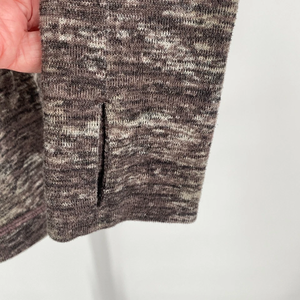 Pullover tejido Athleta No Sweatin' It Top talla pequeña marrón jaspeado dobladillo mordedura de tiburón Foto 4 de 4