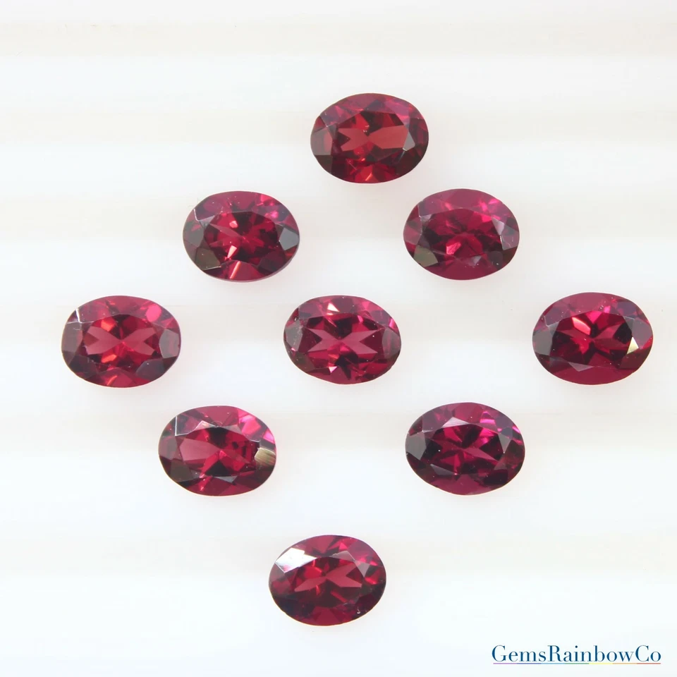 Natural Garnet Raspberry red Rhodolite Oval Faceted 7x5mm & 11x9mm AAA quality - Image 4 of 4