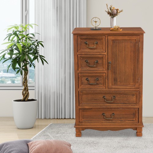 5 Drawers Dresser for Bedroom Wood Chest of Drawers Rustic Dressers Organizer - Picture 18 of 20