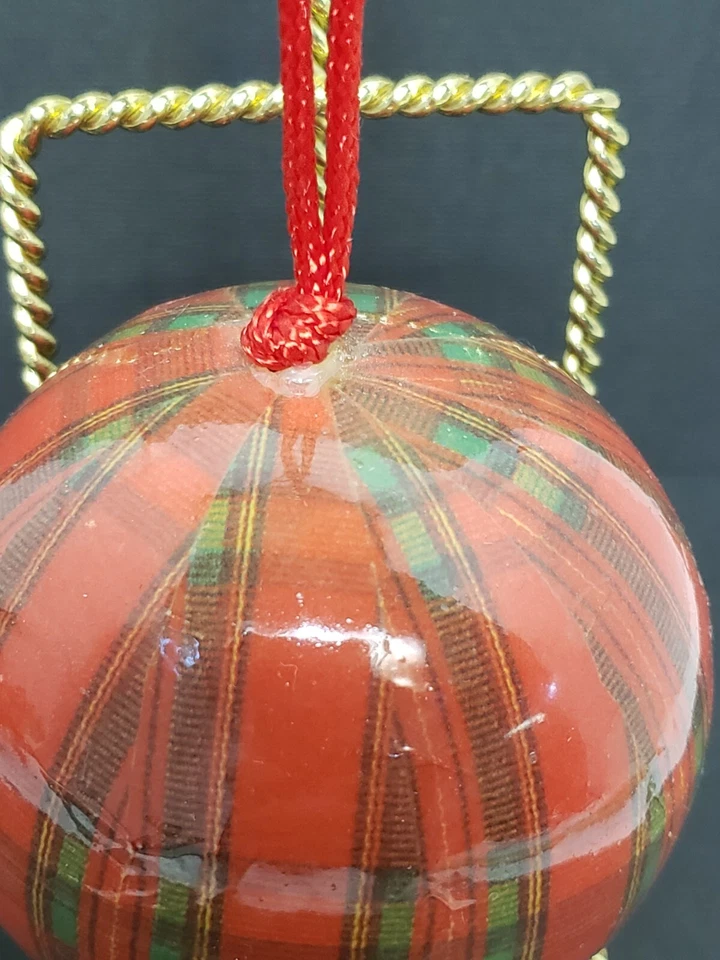 Juego De 5 Adornos Decoupage Vintage Tartán Cuadros 2.5" Foto 3 de 4