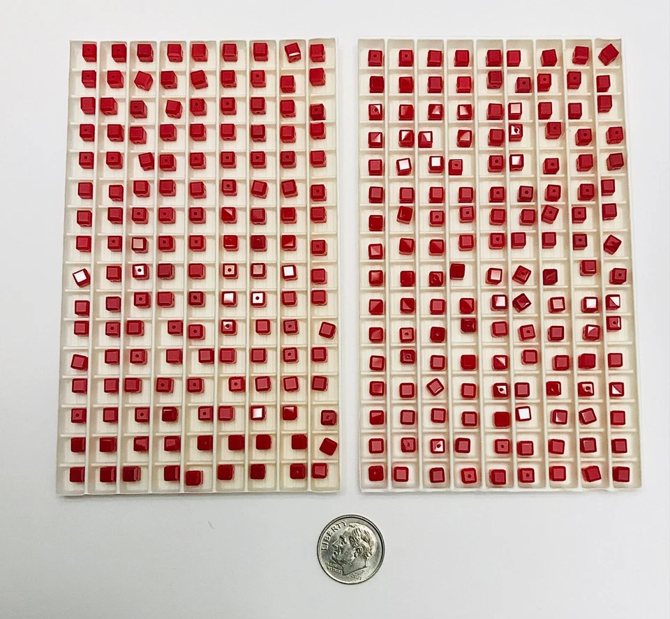 Factory Package Vintage Swarovski® Crystal Cube Beads #5601- 4mm -DARK RED CORAL - Image 3 of 4