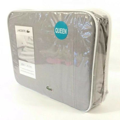Lacoste Chambray Grau Grau 4 Teile Queen Bettwäsche Set Baumwollmischung Elegant Neu Neu mit Etikett - Bild 12 von 12
