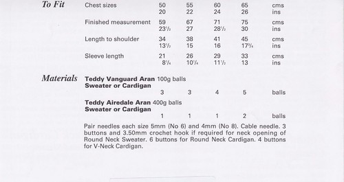 BABIES~CARDIGAN~V-NECK/ROUN~SWEATER~CABLE ARAN KNITTING PATTERN~SIZE 20-26"(U81) - Picture 2 of 2