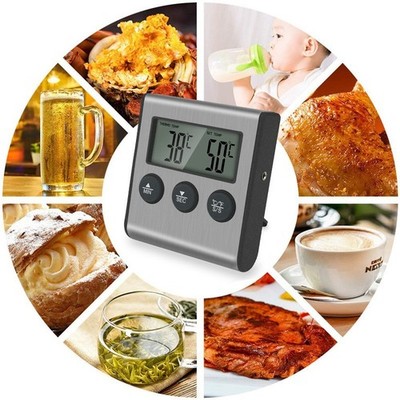 Remote Kitchen Digital Cooking Thermometer Probe Meat Food Temperature w/Timer