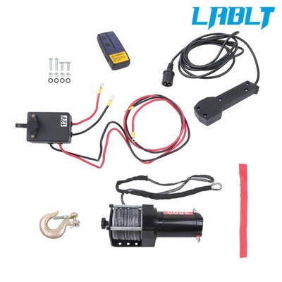 LABLT 12V 3500LBS Electric Winch 50ft Synthetic Rope Wireless & Wired Remote