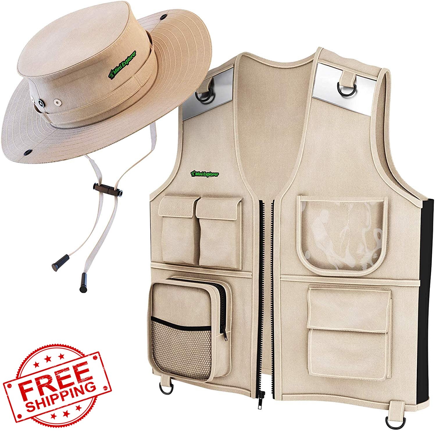 Mini Chaleco Explorador y Sombrero Disfraz Edades 3-6
