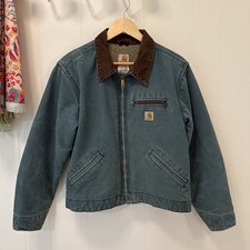 Vintage Carhartt Detroit WJ097 DTL Teal Full Zip Sherpa Jacket Womens Sz Medium