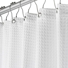 Creative Scents Fabric White Shower Curtain for Bathroom-Spa, Hotel Luxury Matt