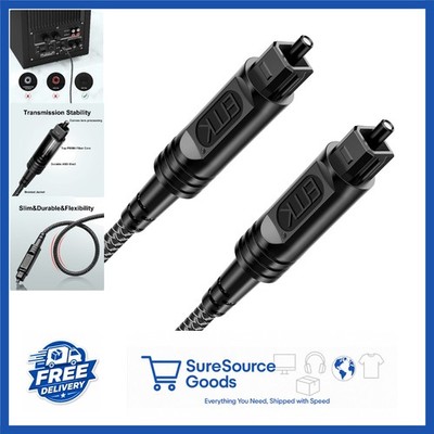 1M Digital Optical Audio Cable Slim Black Nylon Braided for Home Theater & TV