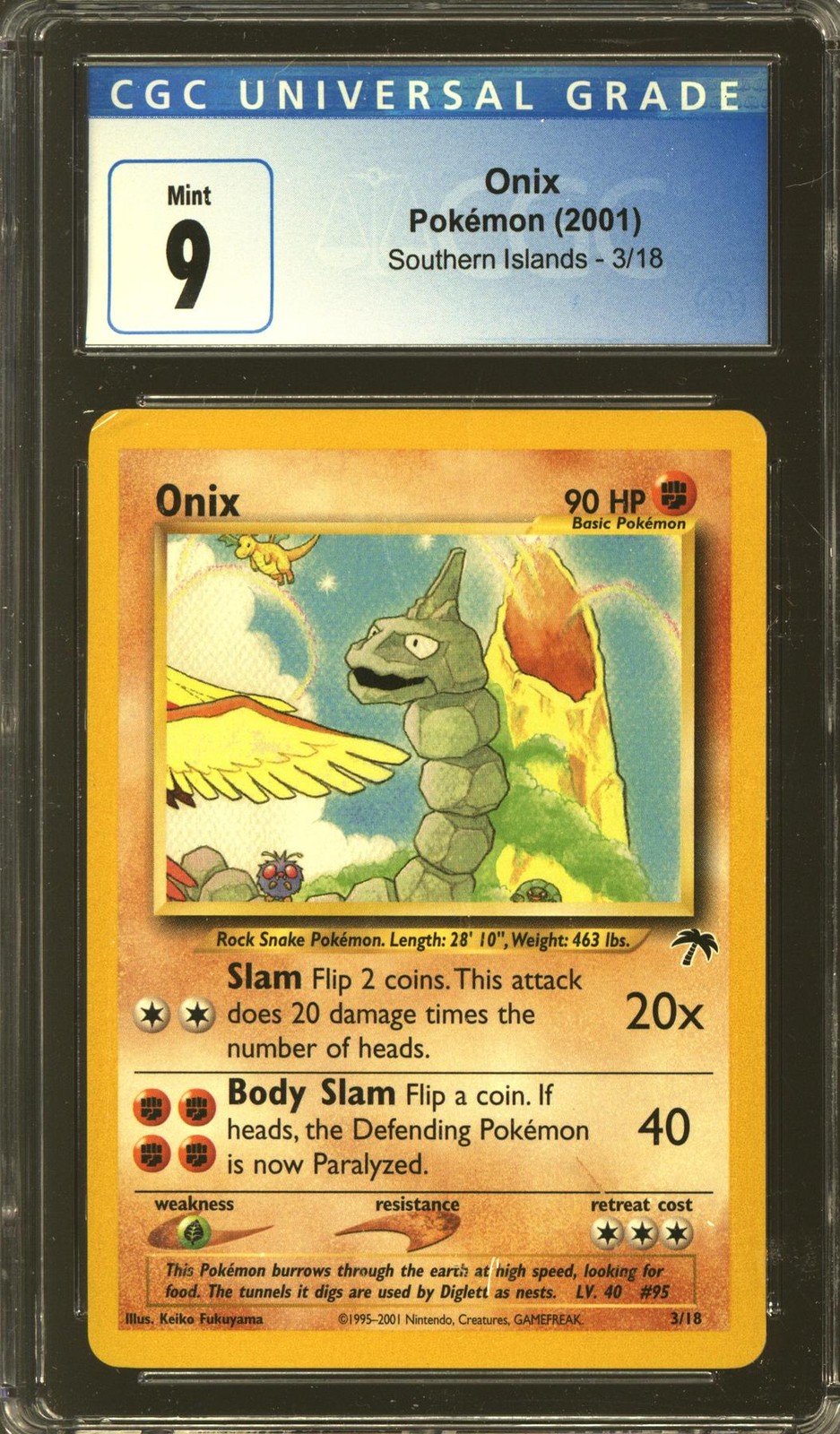 Pokemon Southern Islands Onix 3/18 CGC 9 subs