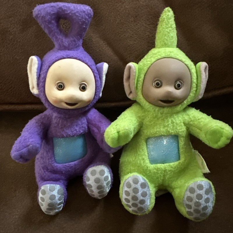 Vintage 1998 Playskool Teletubbies Dipsy and tinky  winky Beanbag Plush Set Y2K